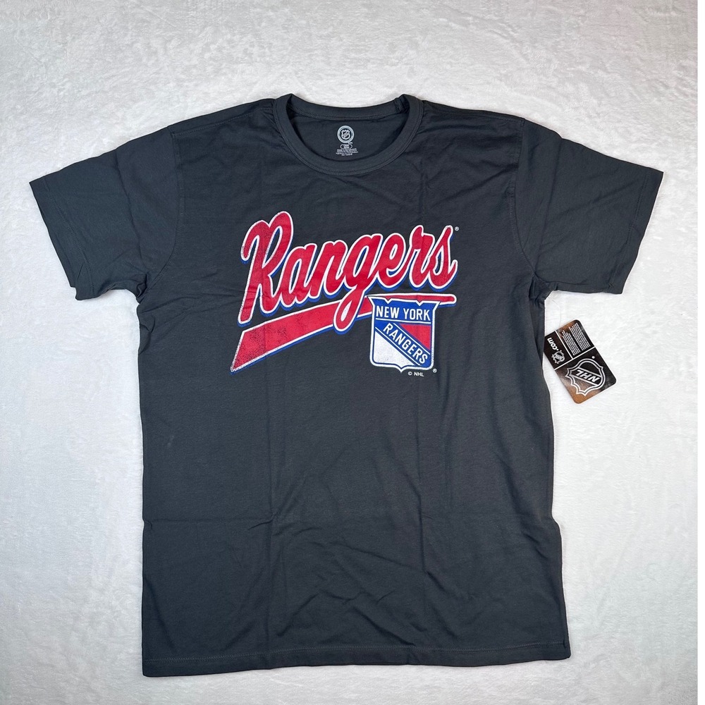 NHL New York Rangers Graphic T-Shirt Mens Large Gray Short Sleeve Hockey Tee NWT